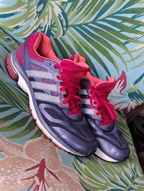 adidas Women’s Duramo Sequence Athletic Shoes in Blue and Hot Pink